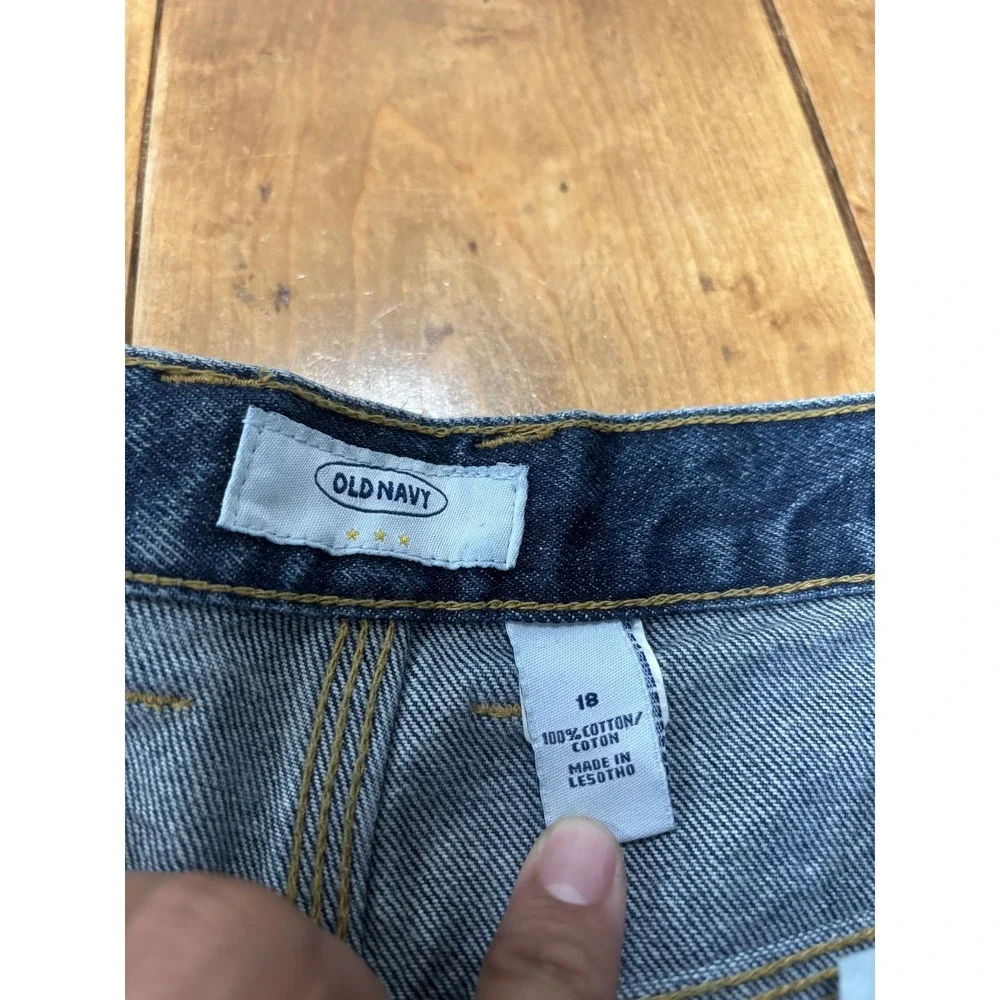 Old Navy Boys Carpenter Denim Shorts Size 18 Blue Pockets Belt Loops